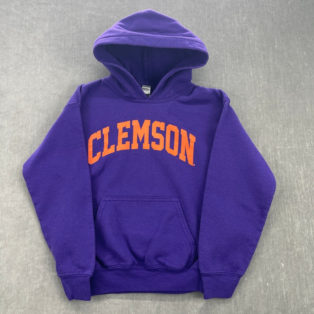 Clemson Tigers Kids Small Purple Gildan Pullover Hoodie Sweatshirt 3254